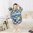 thumbnail image 6 of FORMRS Wearable Blanket Hoodie with Sleeves for Kids Cozy Flannel Sweatshirt, Retro Plaid Lemon, 6 of 7