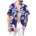 thumbnail image 2 of HIMIWAY 2023 Summer Trendy Clearance Mens Shirts Hawaiian Shirt For Men, Men's Vintage Button Down Bowling Shirts Short Sleeve Summer Beach Shirt Blue XXL, 2 of 4