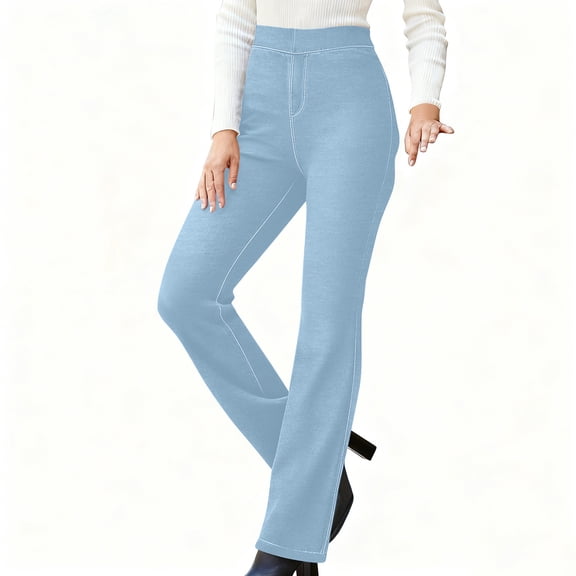 ClodeEU Women's High Waisted Stretch Bootcut Leggings Denim Pant,Slim Fit Casual Trendy Pants Petite Light Blue,Womens Plus XXL