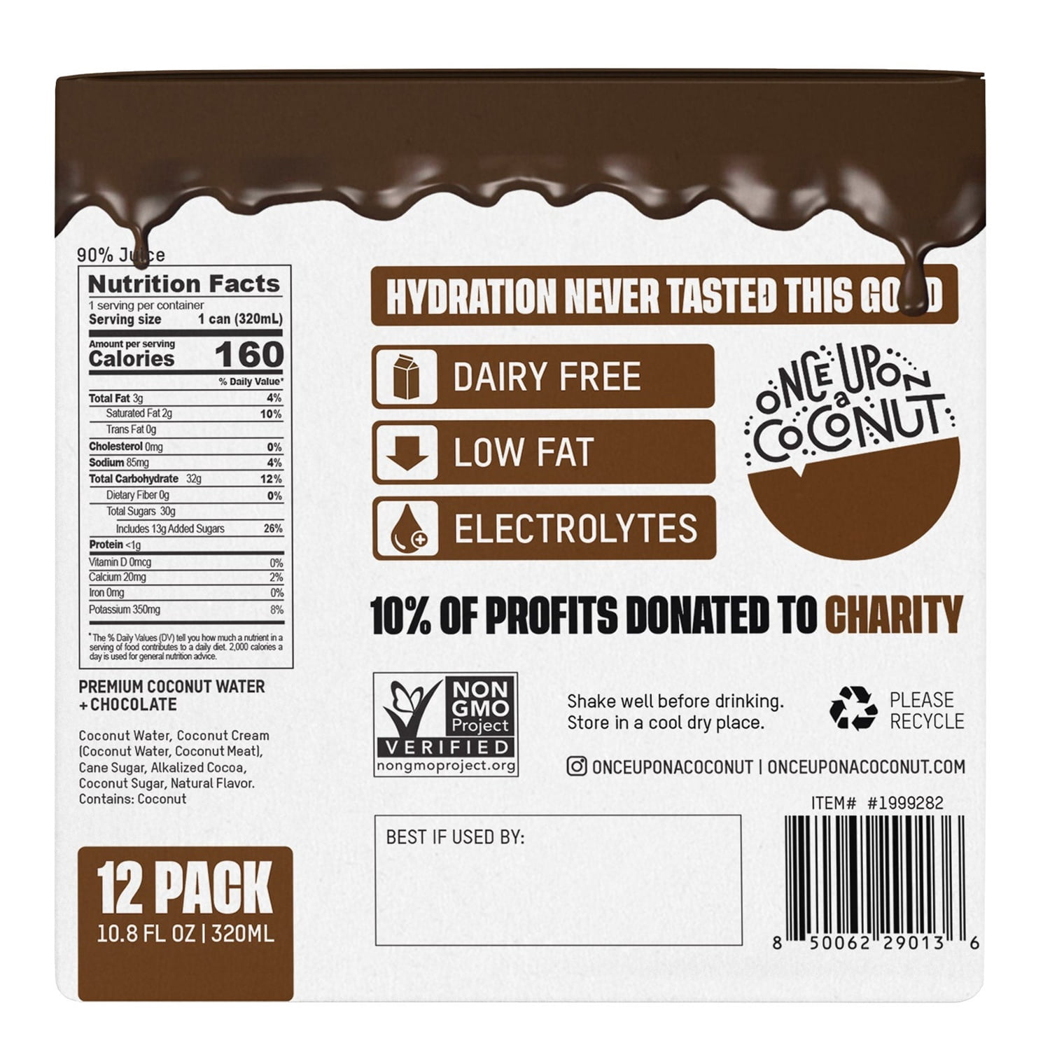 Once Upon A Coconut Chocolate Coconut Water, 10.8 Ounce (Pack of 12)