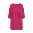 thumbnail image 4 of IROINNID Women's Spring Plus Size Dresses Round-Neck Long Sleeve Short Dress, 4 of 6