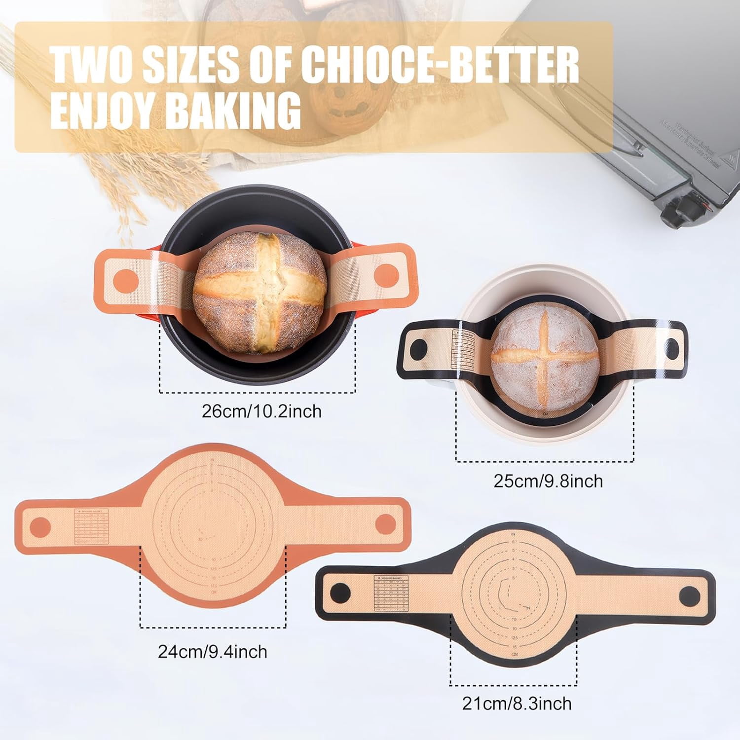 Silicone Bread Sling for Dutch Oven, Non-Stick Silicone Bread Baking Mat for Sourdough, Dough Lifter Liner with Handles