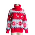thumbnail image 5 of Suéter de punto con estampado de alce para mujer, suéter de Navidad con estampado de reno, árbol, copo de nieve, prendas de punto, 5 of 5