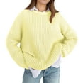 thumbnail image 7 of Womens Sweaters Women's Sweater 2026 Fall Winter Crew Neck Long Sleeve Warm Soft Knitted Pullover Yellow S, 7 of 7