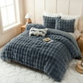 thumbnail image 6 of BLEUM CADE Fluffy Comforter Set Queen Size,Faux Fur Luxury Fuzzy Bedding Sets Gray,Shaggy Plush Duvet Cover Set with 2 Pillowcases, 6 of 11