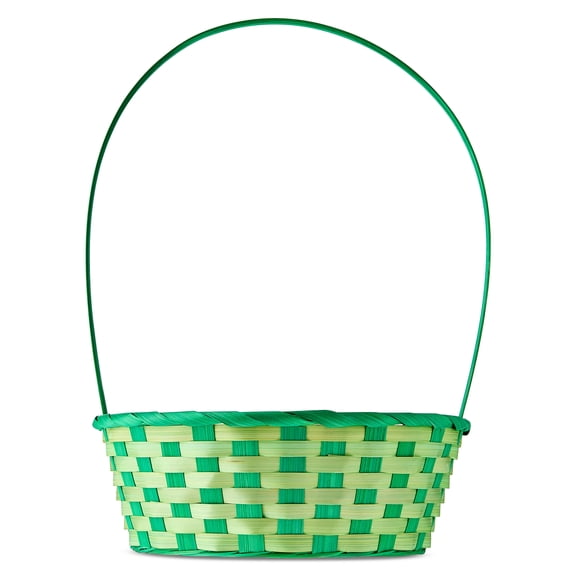 Round Bamboo Basket, Green, 10" x 15", Easter by Way To Celebrate