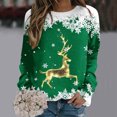 thumbnail image 2 of VBARHMQRT Sweat à Capuche Noir pour Femmes Décontracté Grand Cerf Doré Flocon de Neige Imprimé de Noël Col Rond Manches Longues Léger, 2 of 3