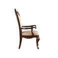 thumbnail image 4 of Benjara Leon 25" Set of 2 Tufted Dining Armchair- Cherry Brown Wood- Beige Seat, 4 of 5