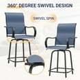 thumbnail image 5 of 5 Pieces Patio Swivel Bar Set, All Weather Outdoor High Top Bar Stool Bistro Set with 4 Bar Chairs and Glass Table for Home, Backyard, Garden, Lawn, Porch (Blue), 5 of 6