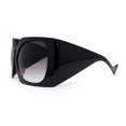 thumbnail image 3 of Womens XL Oversized Rectangular Thick Arm Wrap Around Plastic Sunglasses Black - Smoke, 3 of 4