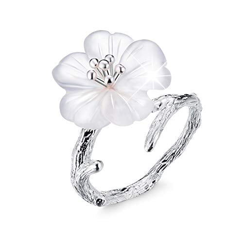 Orchid  Floral  Ring Silver Ring  Gift For Her Adjustable Ring Under 20 USD
