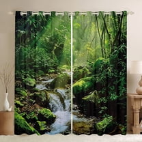 Manfei Kids Nature Jungle Black Out Curtains, Green Plant Botanical Curtains Pack of 2 (42x63 Each), Tree Leaf Bedroom Curtains, Curtains and Drapes Room Decor