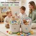 thumbnail image 5 of Large Woven Easter Baskets for Girls & Boys - Empty Basket with Gift Bags and Ribbons Cute Easter Decorations Bunny Ears Designs (Green), 5 of 9