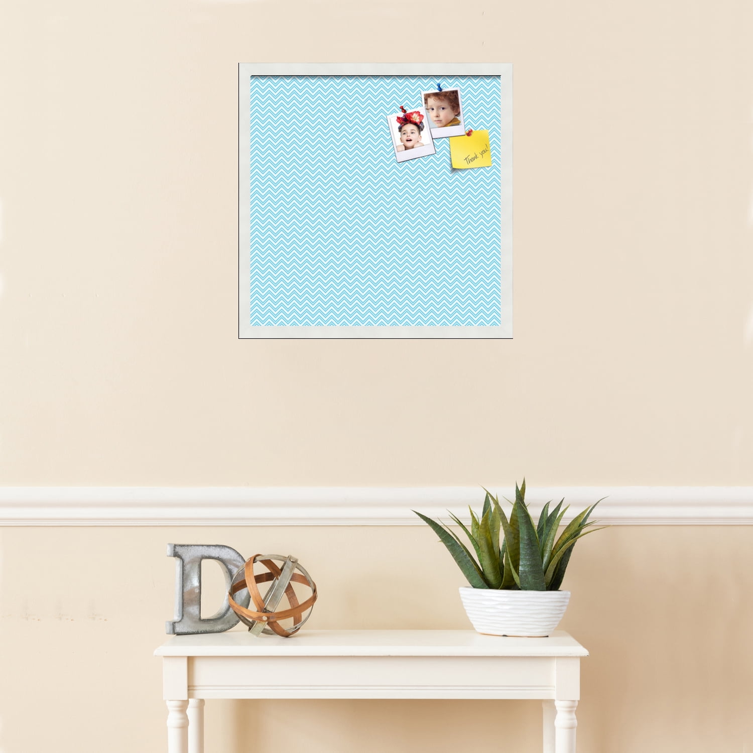 PinPix ArtToFrames 18x18 Custom Cork Bulletin Board    Poster Board Has a Fabric Style Canvas Finish, Framed in Satin White Frame (PinPix-247)