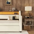 thumbnail image 6 of Mikeor Furniture Twin Size Daybed with Trundle, Upholstered Daybed with Charging Station and LED Lights, White C4B024, 6 of 9