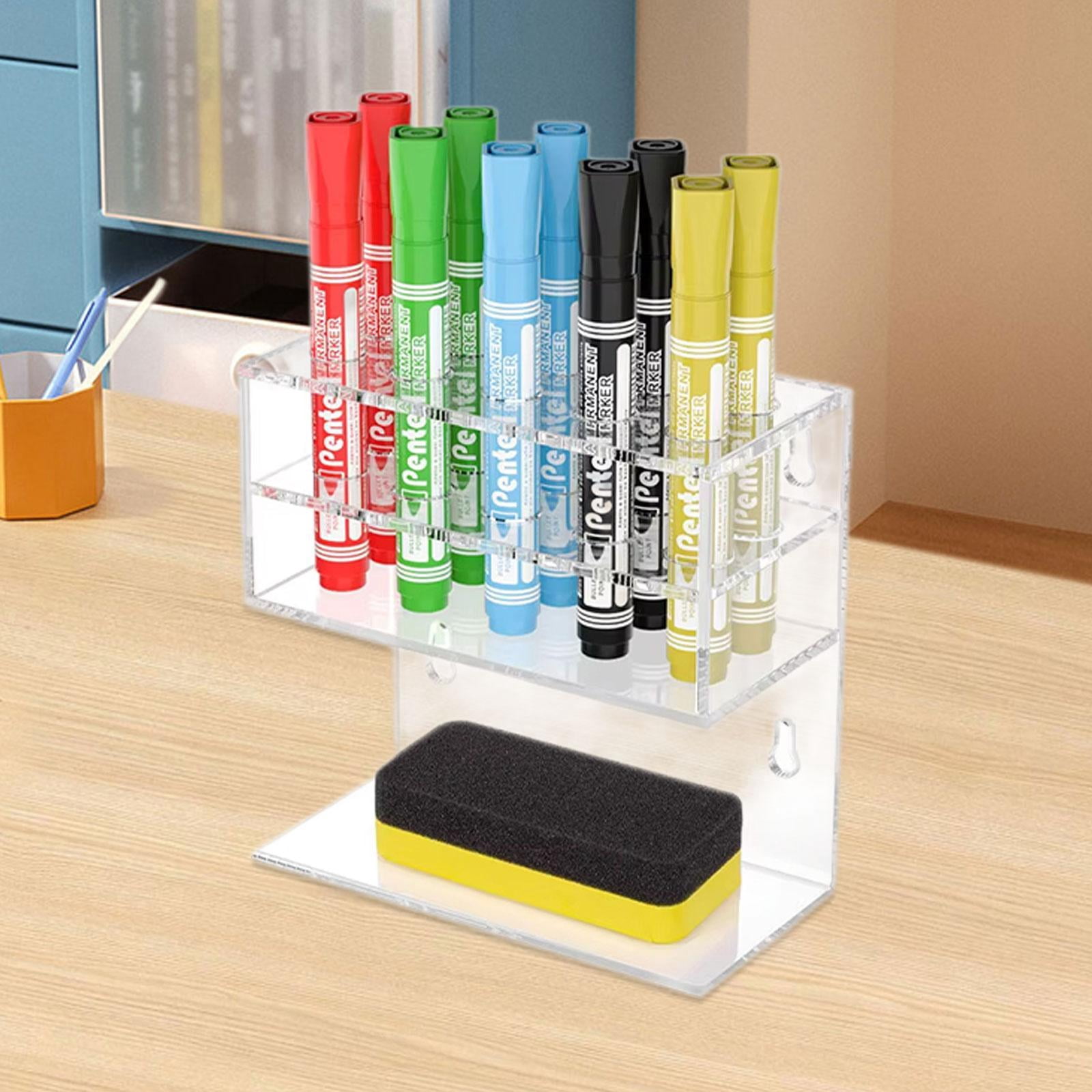 HILABEE Wall Mounted Marker Organizer Marker Holder Organizer Multifunctional Practical Minimalist Pen Holder for Office Markers Home