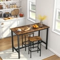 thumbnail image 6 of JOZ 3-Piece Bar Table Set with 2 Stools, 47.2” Rectangular Pub Table with Sturdy Metal Frame, Rustic Brown, Space-Saving Dining Set for Kitchen, Living Room, Small Space, 6 of 9