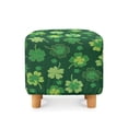 thumbnail image 2 of SCRAWLGOD St. Patrick's Day Four Leaf Clover Stripe Print Dark Green Ottoman Cover Square - Stretch Square Ottoman Cover - Foot Stool Covers Rectangular with Elastic Bottom, 2 of 7