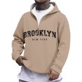 thumbnail image 3 of Brooklyn New York Quarter Zip Pullover Men Fall Winter Long Sleeve Graphic Hooded Sweatshirt Mens Hoodie Streetwear, 3 of 5