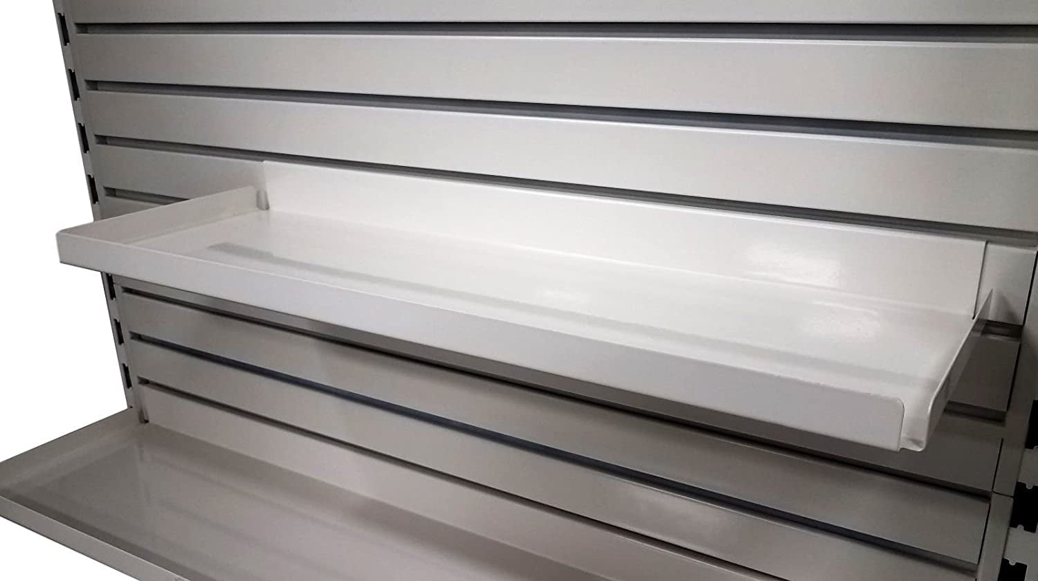 Metal Slatwall Pharmacy Shelf 7.5" D x 21.75" W Steel RX Shelf with