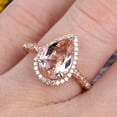 thumbnail image 5 of 1.50 Carat Pear Shape Pink Morganite Engagement Ring Art Deco Wedding Ring 10k Rose gold Milgrain Anniversary Ring Halo Design, 5 of 7