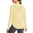 thumbnail image 2 of Women's Sun Protection Hoodie Lightweight Long Sleeve Thumb Cover Top Shirt for Outdoor Fishing Hiking Yellow, 2 of 9