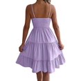 thumbnail image 4 of Women's Square Neck Spaghetti Strap Tiered High Waist Flowy Casual Mini Dress XL, 4 of 10