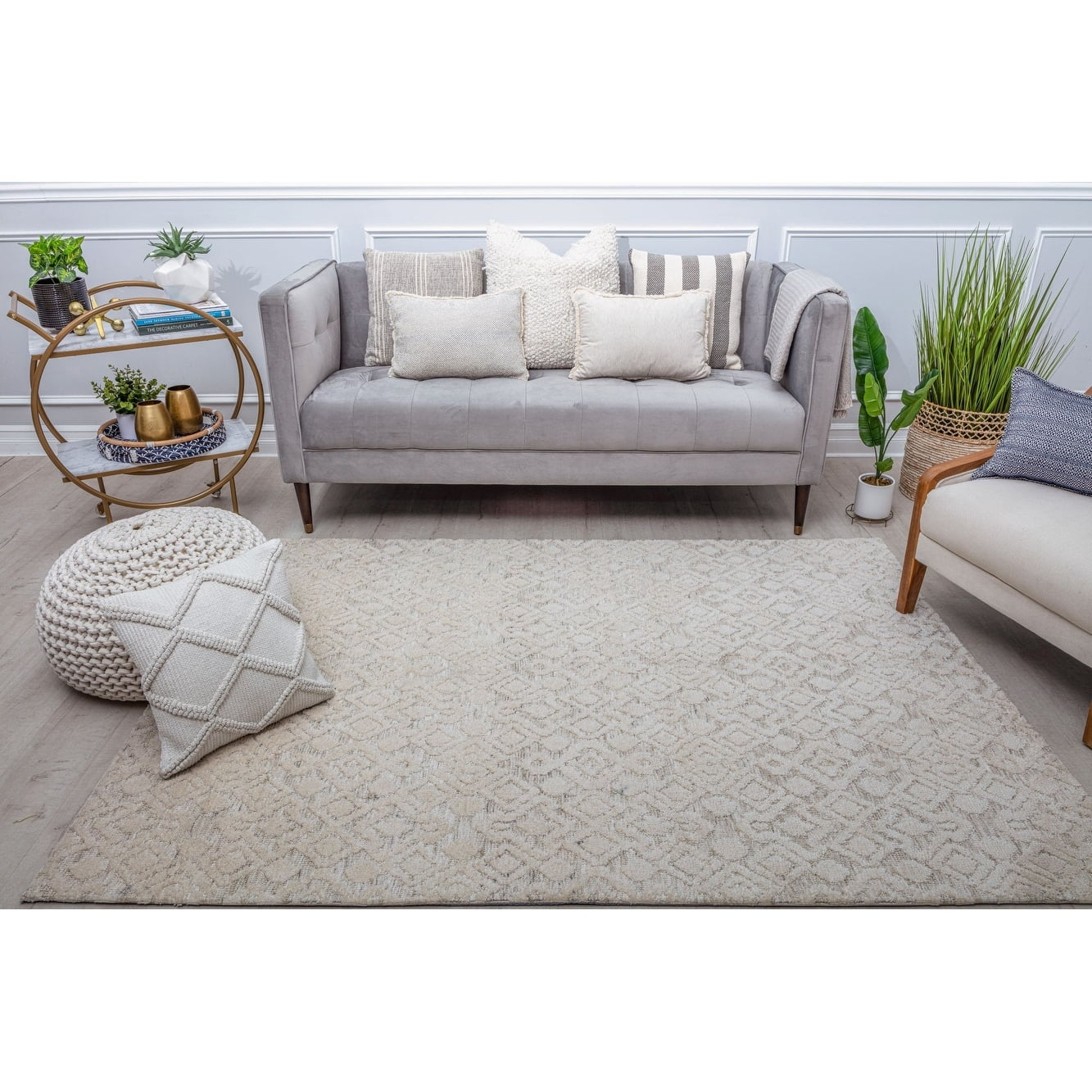 Rugs America GA50A Alabaster Wood Diamond Vintage Cream Area Rug, 2'0"x3'0" Ideal for Living Room, Bedroom, Dining Room and More