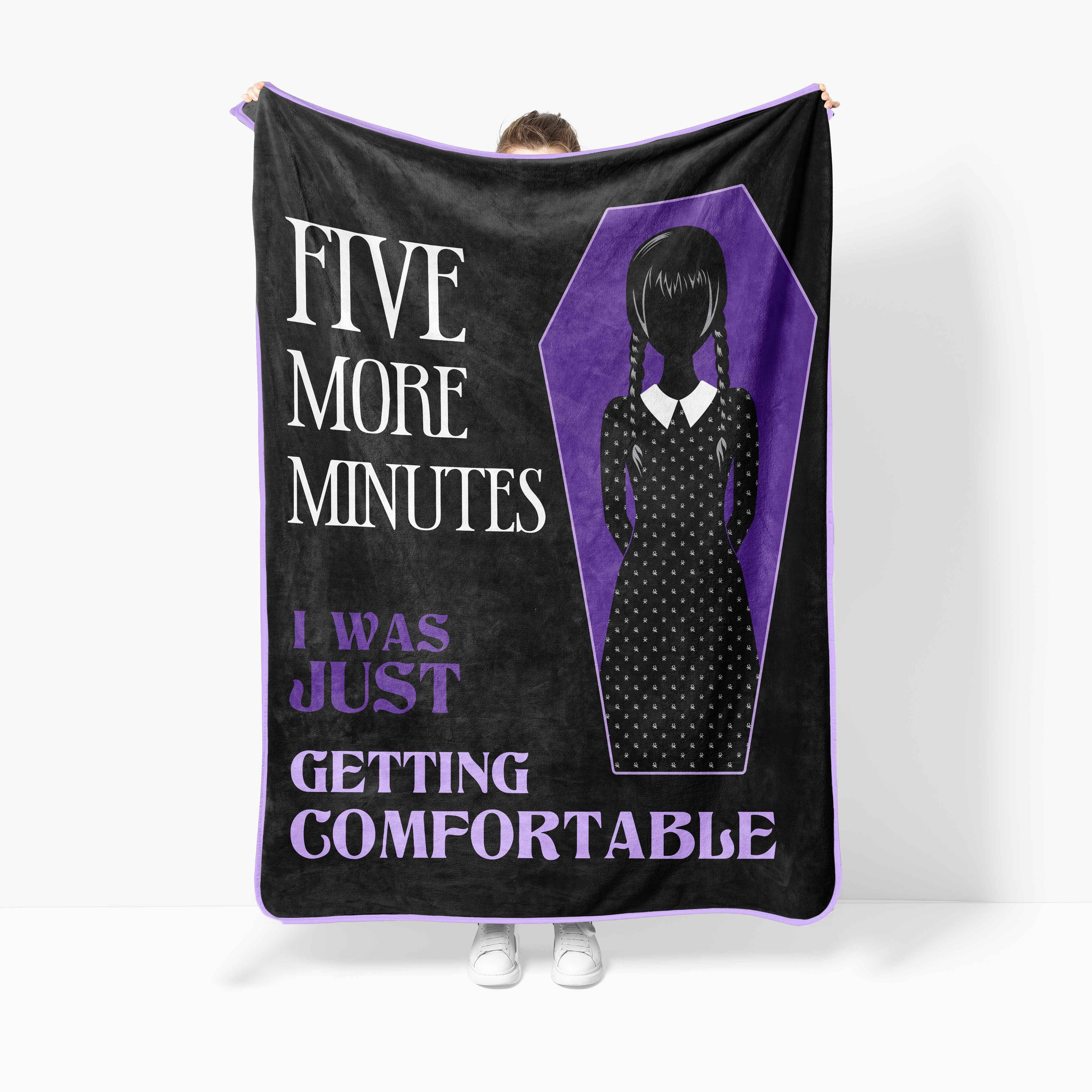 Wednesday Floral Skulls 46" x 60" Coral Fleece Throw Blanket, Polyester, Purple & Black, MGM