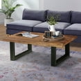 thumbnail image 6 of 45 Inch Acacia Wood Rectangular Coffee Table Live Edge Details Black Powder Coated Metal Sled Base Natural Brown -, 6 of 7