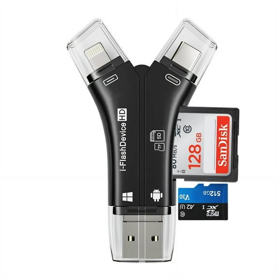 GJX Sd Card Reader Dual Function Read and Charge Iphone Sd Card Reader Usb3.0 Transfer Sd Card Adapter to Iphone Black