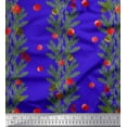 thumbnail image 1 of Soimoi Blue Cotton Duck Fabric Cherry & Pine Leaves Print Sewing Fabric Yard 42 Inch Wide, 1 of 3