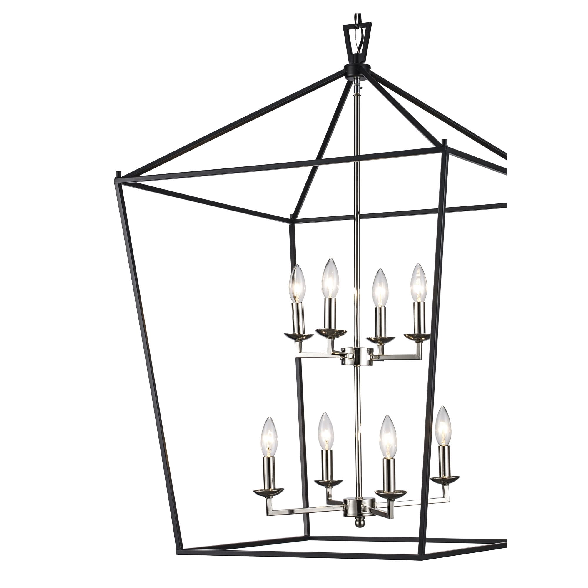 Trans Globe Lighting 10265 BK/AG Lacey 8 Light 26" Wide Taper Candle Lantern Chandelier -
