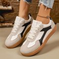 thumbnail image 4 of Tennis Shoes Womens Color Block Suede Fashion Trainers Athletic Shoes Lace up Antislip Flat Sneakers Lightweight Skate Shoes Khaki Size 8, 4 of 8
