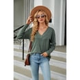 thumbnail image 7 of Anbech Deep V Neck Blouse for Women's Soft Long Sleeve Button Shirts Comfty Loose Fit Casual Sexy Tops, 7 of 7