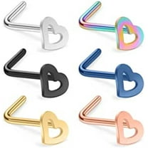 Briana Williams 18G Nose Stud Rings Surgical Steel Heart L Shaped Nose Rings
