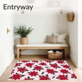 thumbnail image 3 of ODIKA 3'x5' Machine Washable Non-Slip Area Rug, Elegant Poinsettia Bathroom Decorative Toilet Seat Kit High Traffic Rug, Pink, 735717, 3 of 7