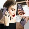 thumbnail image 3 of Phone Case for iPhone 17, Compatible with MagSafe, PU Leather Back Case, Vintage Protective Ultra Slim Shockproof Classic Durable Magnetic Phone Case for iPhone 17, Purple, 3 of 5