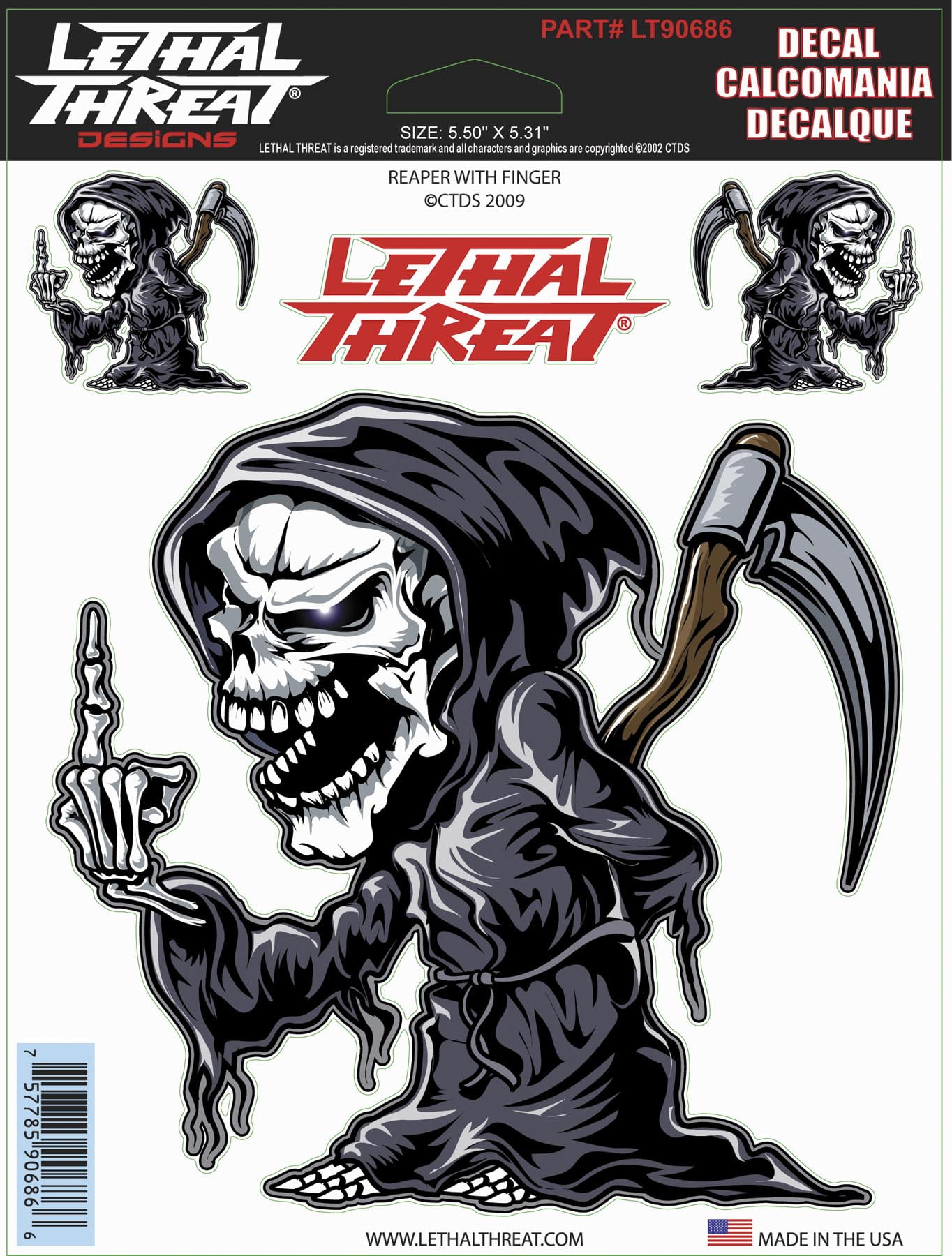 Reaper Girl Lethal Threat Moto Voiture Planche Casque Autocollant Sticker 