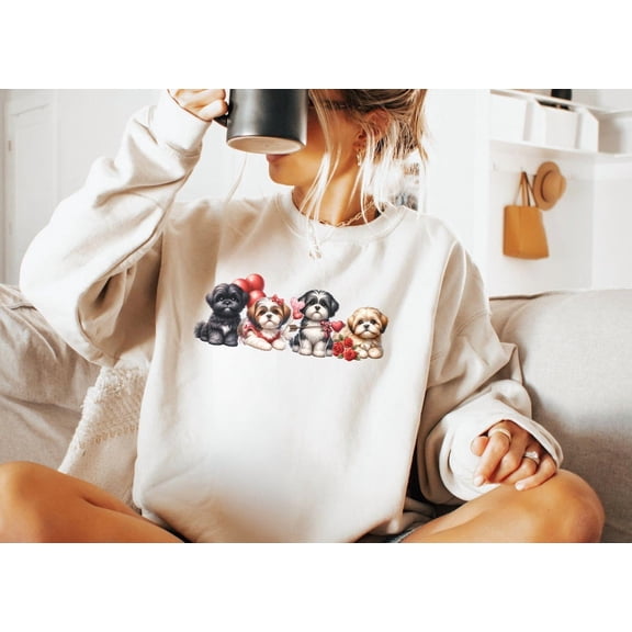 Valentine's Day Shih Tzu Sweatshirt, Shih Tzu Lover Sweater, Valentines shirt, Shih Tzu, Cute for Shih Tzu Mom, Shih Tzu ful Tshirt All Size S-5XL