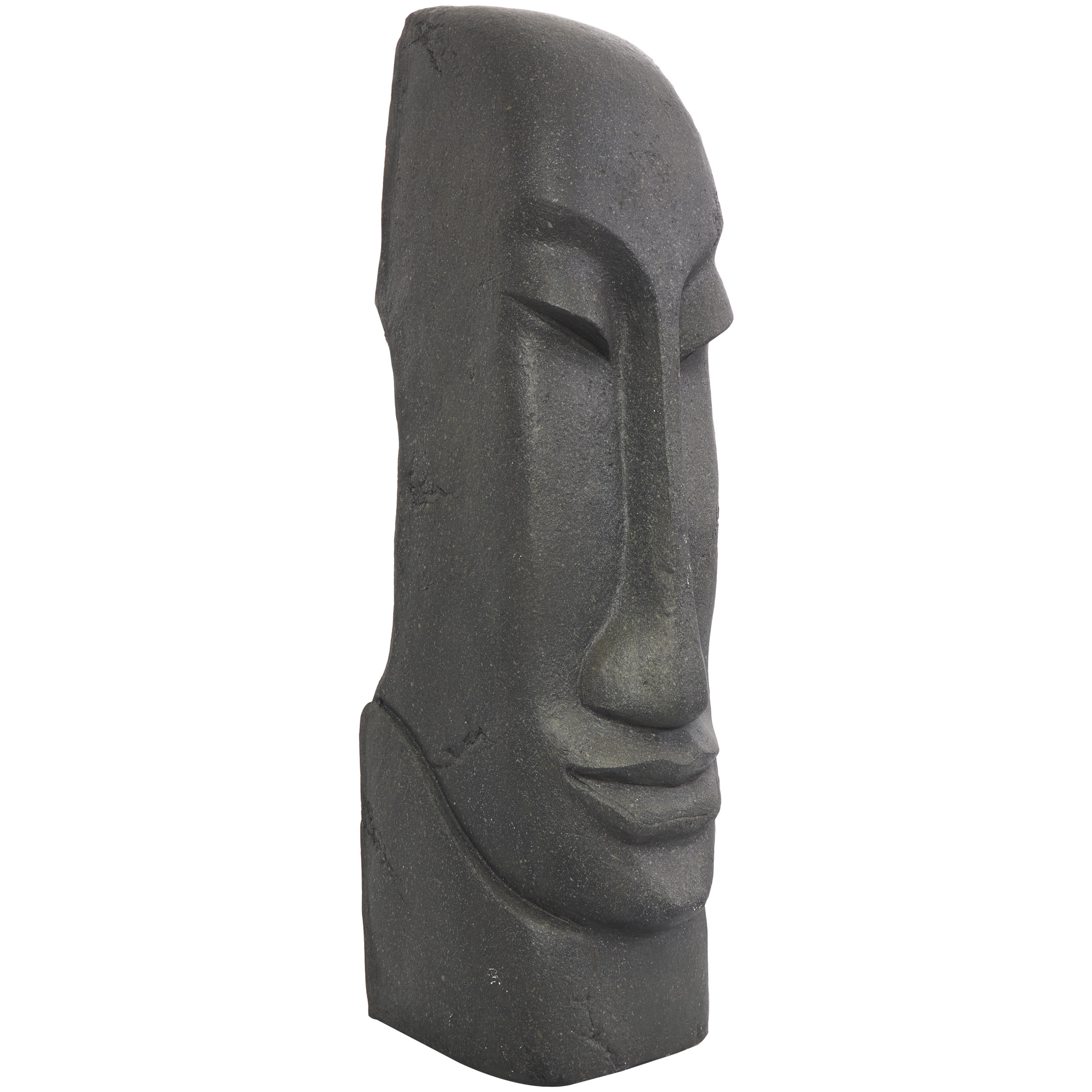 8" x 31" Black Resin Tall Distressed Totem Face Sculpture, by DecMode
