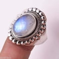 thumbnail image 2 of Navya Craft Rainbow Moonstone Oval 925 Sterling Silver Handmade Women Statement Ring Size 14.0, 2 of 4