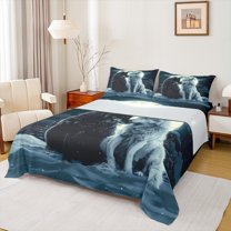 jejeloiu Safari Wolves Full Size Sheets,Jungle Wildlife Bed Sheets,Winter Snow Sheet Sets For Kids Teens,Super Cozy Room Decor,4-Piece