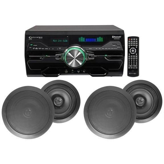 DV4000 4000w Home Theater DVD Receiver (2) 8" Black Ceiling Speakers