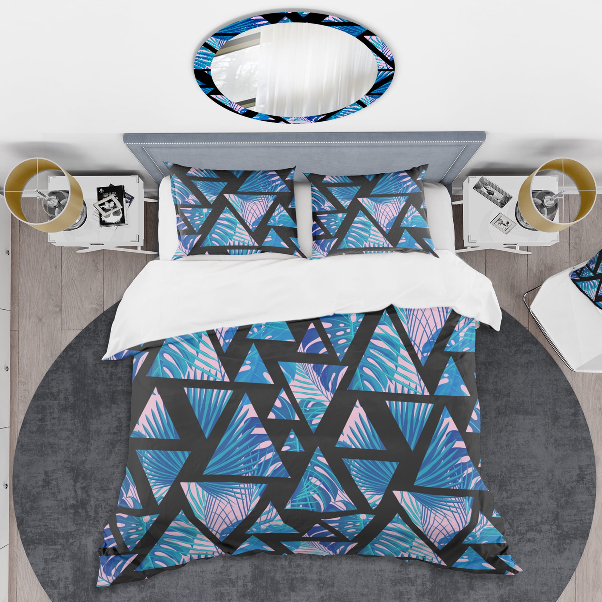 Designart 'Retro Floral Pattern XIV' Mid-Century Modern Duvet Cover Set
