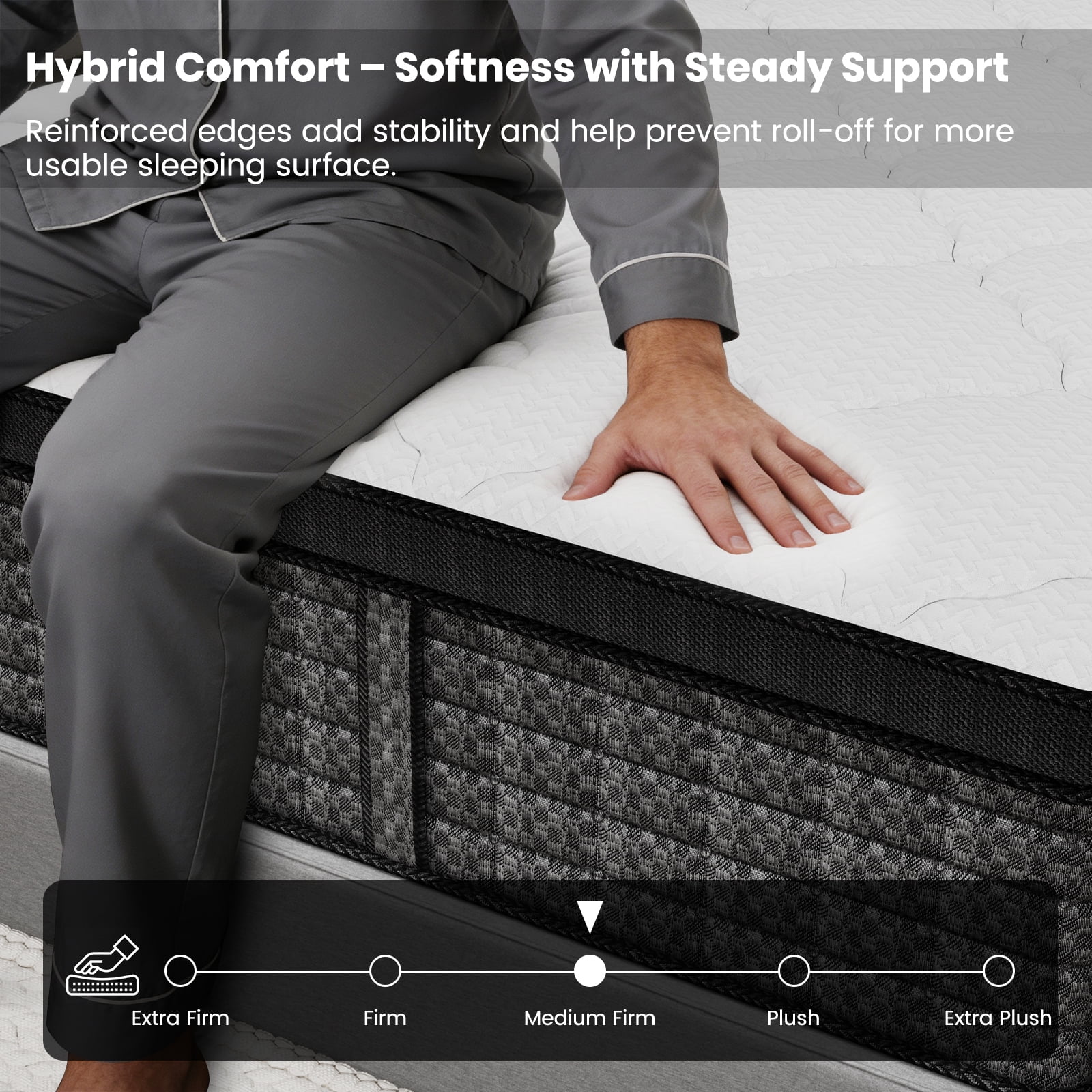 JYYA88BB 14-inch Full Size Gel Memory Foam Hybrid Mattress, CertiPUR-US Certified, (Box)