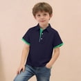 thumbnail image 2 of GUZOM Kids Boys Short Sleeve Polo Shirt 100% Cotton Breathable Casual Button Down Shirts with Contrast Trim Black,Size 5-6 T, 2 of 6