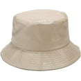 thumbnail image 2 of CoCopeaunts Leather Bucket Hat Casual Outdoor Cool Sunscreen Fisherman Hats Street Activities Hiking Fishing Folding Bucket Cap, 2 of 8