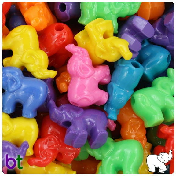 BeadTin Circus Mix Opaque 25mm Elephant Pony Beads (24pcs)