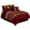 thumbnail image 2 of HIG 7 Piece Burgundy and Gold Faux Silk Fabric Embroideried Bedding Set, Queen, 2 of 6